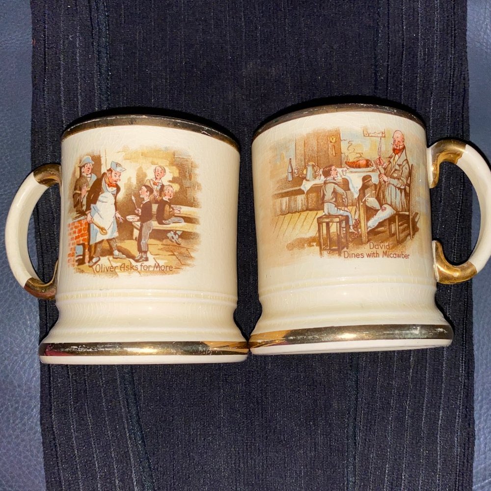 Antique Arthur Wood "Oliver Twist"  mugs 1934 Quantity 2